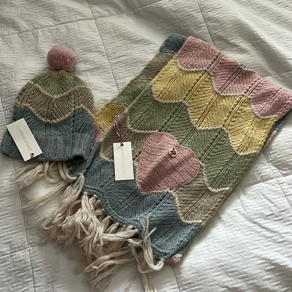 Love Shack Fancy scarf and hat SET